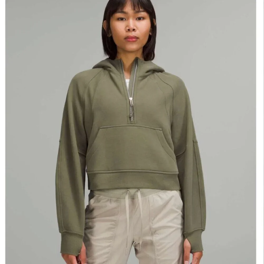 Lululemon Scuba Oversized Half-Zip Hoodie Medium Olive Green Size M/L